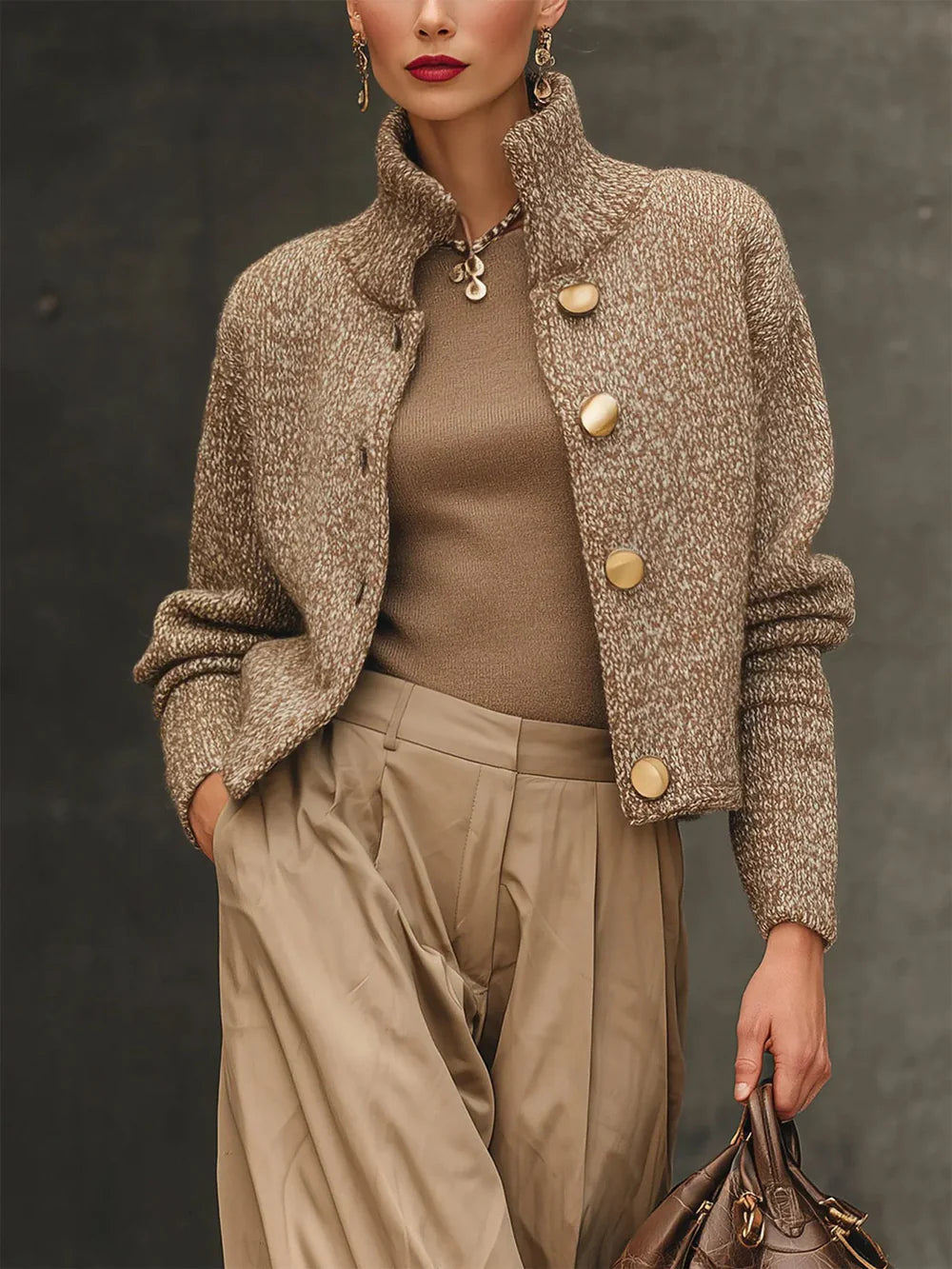 EMILIA - Elegante chaqueta texturizada con botones grandes