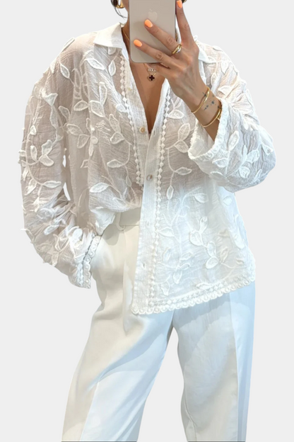 LORENA™ Encantada: Camisa de Encaje Bordado 