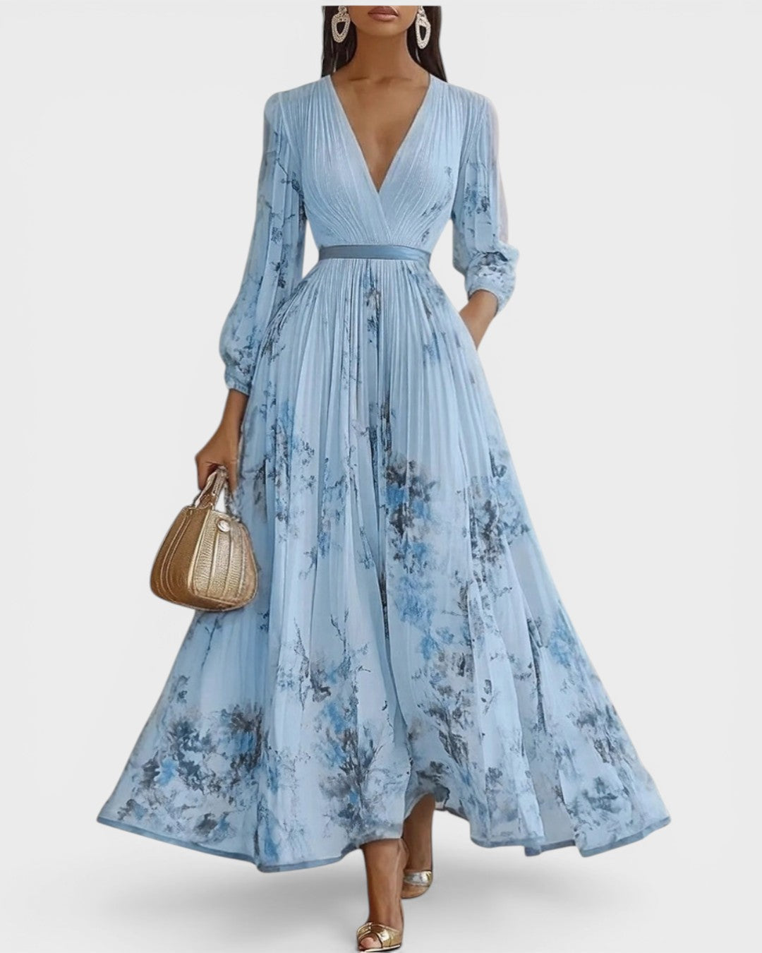LORENA™ Jardín Encantado: Vestido Plisado Floral para un Look Elegante