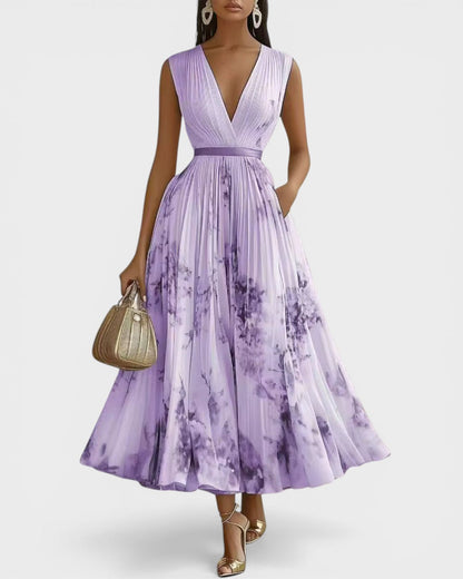 LORENA™ Jardín Encantado: Vestido Plisado Floral para un Look Elegante