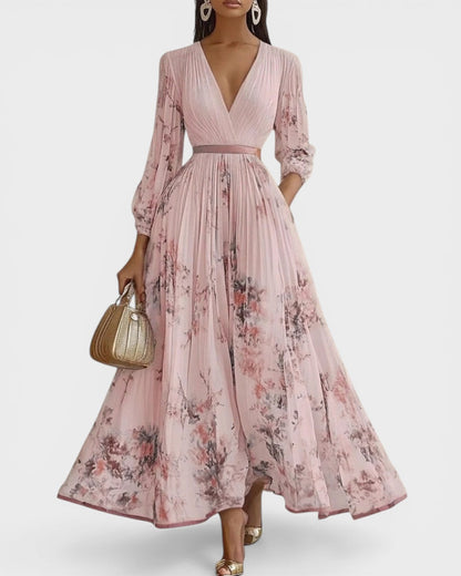 LORENA™ Jardín Encantado: Vestido Plisado Floral para un Look Elegante
