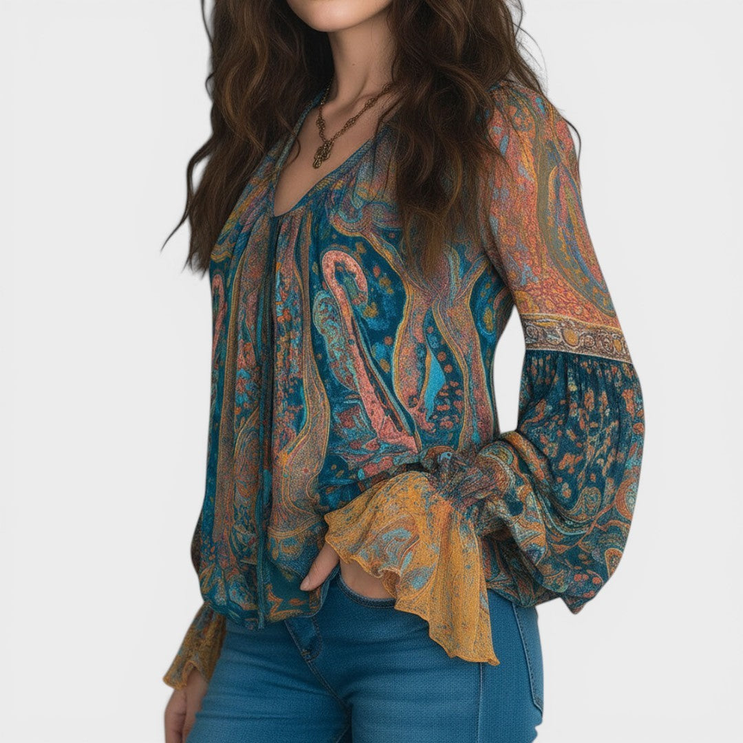 CAROL™ Blusa Bohemia de Chiffon: Elegancia sin límites