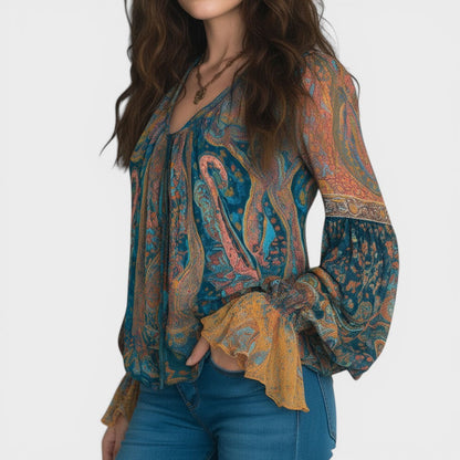 CAROL™ Blusa Bohemia de Chiffon: Elegancia sin límites