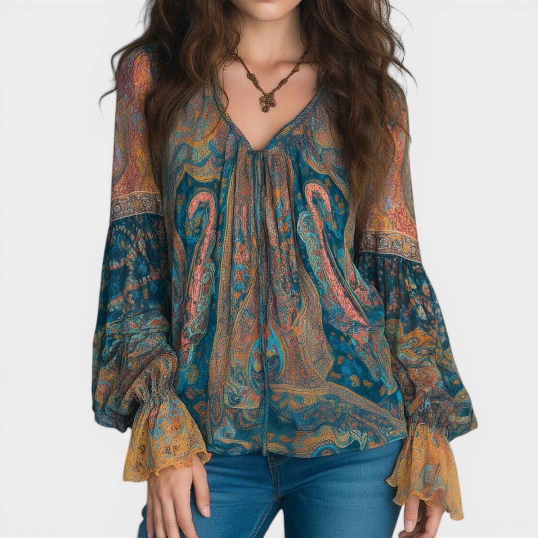 CAROL™ Blusa Bohemia de Chiffon: Elegancia sin límites
