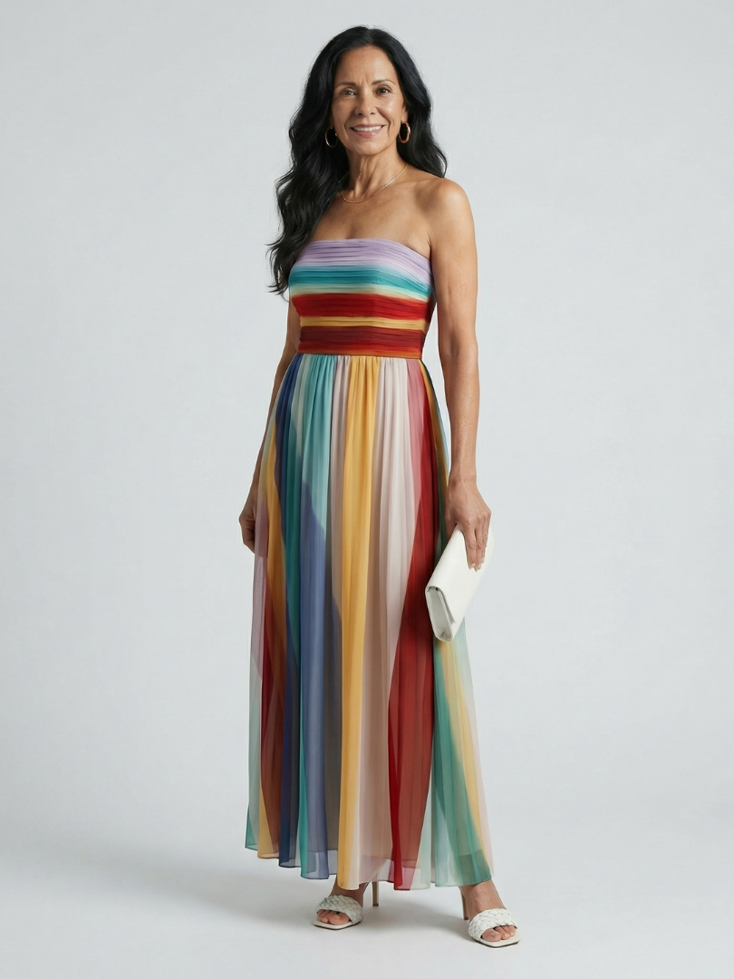 SHEILA™ Rayas de elegancia: Vestido maxi a rayas