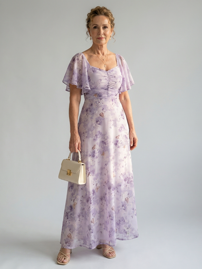 NOELIA™ Olas de Elegancia: Vestido midi con mangas onduladas