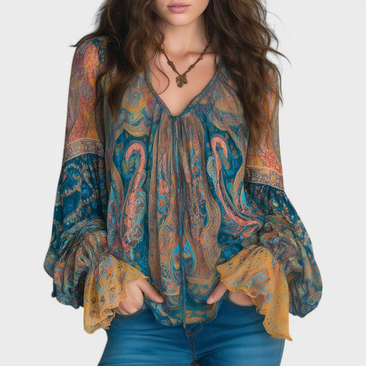 CAROL™ Blusa Bohemia de Chiffon: Elegancia sin límites