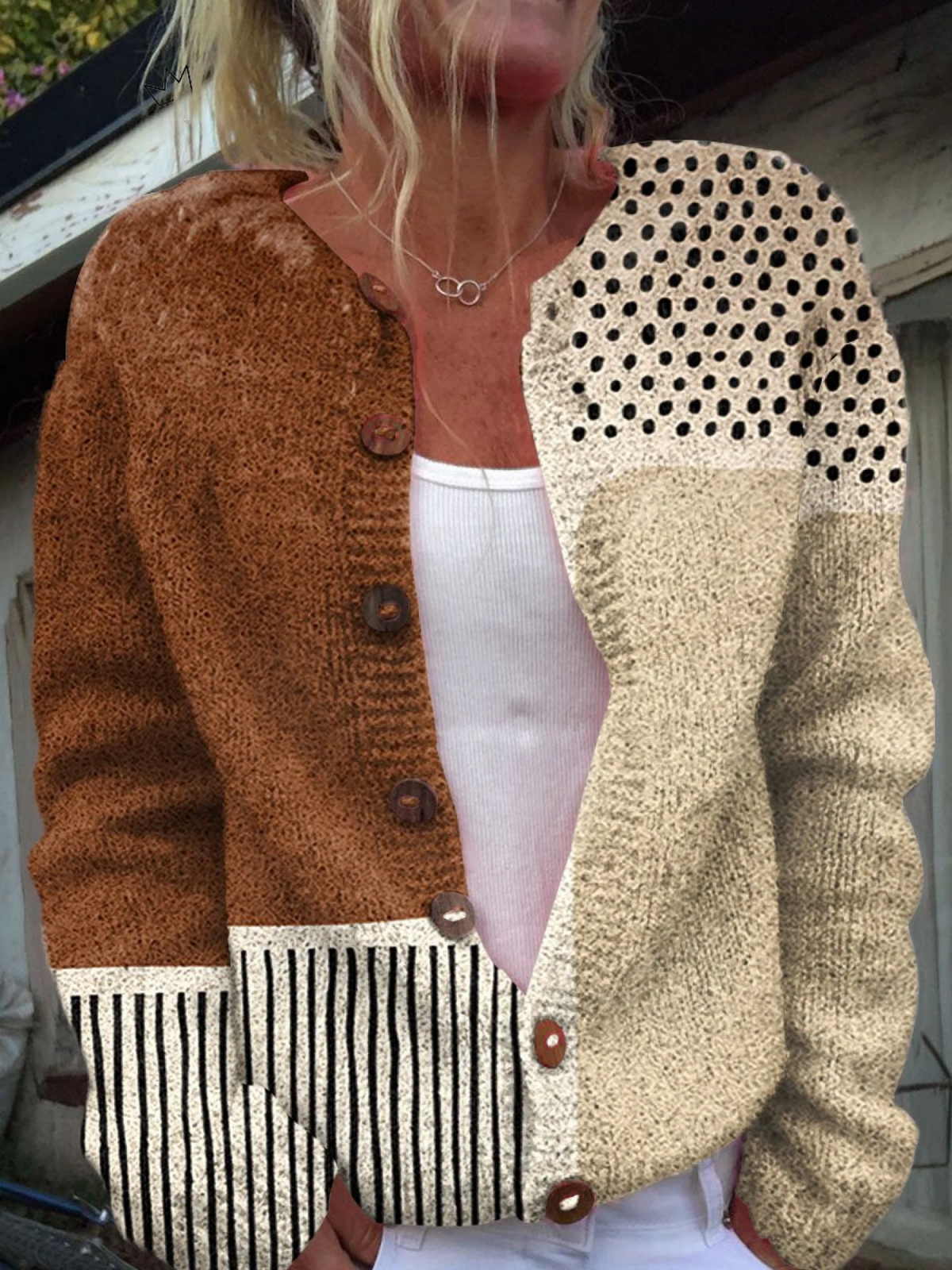 Isabella | Cárdigan Colorblock Terracota Carla