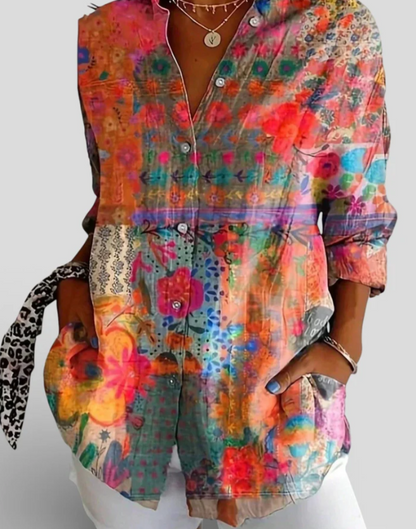MELINDA™ Blusa con estampado colorido