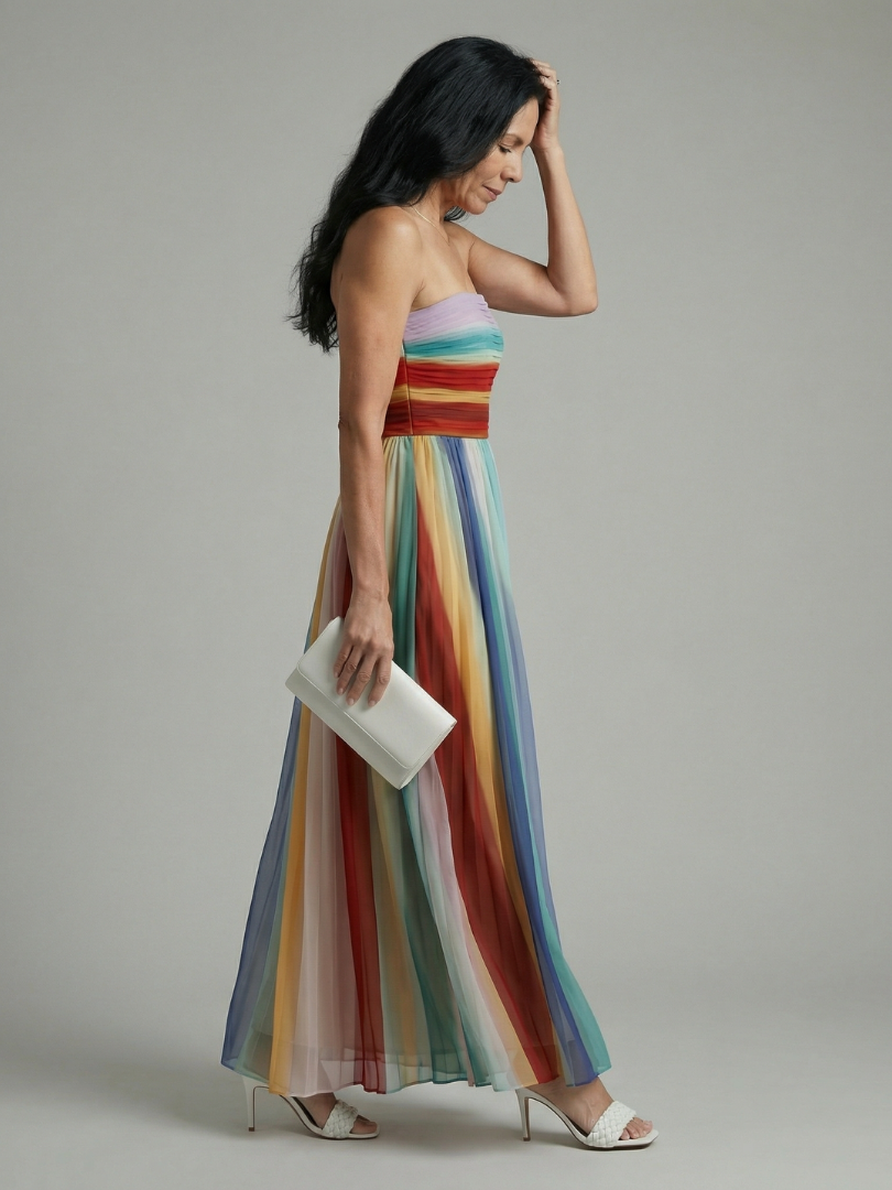 SHEILA™ Rayas de elegancia: Vestido maxi a rayas