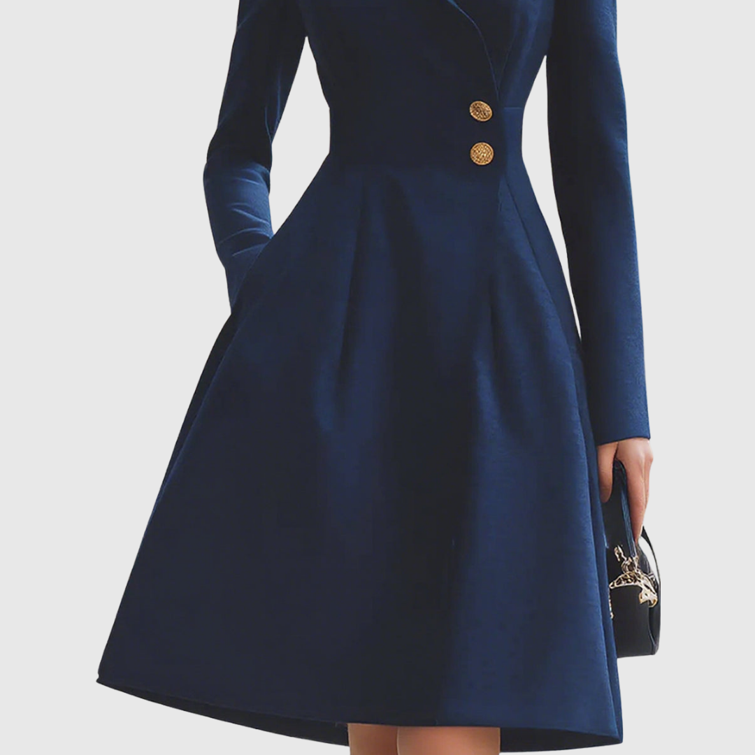 NICOLASA™ Fashionista en Azu | Vestido abrigo azul marino