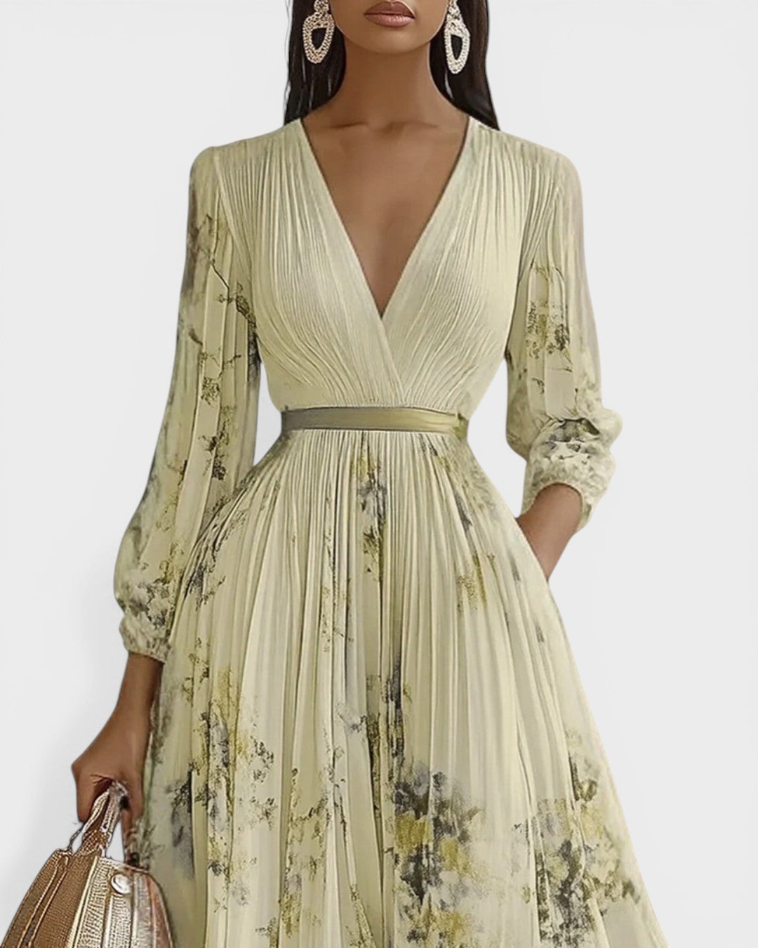 LORENA™ Jardín Encantado: Vestido Plisado Floral para un Look Elegante