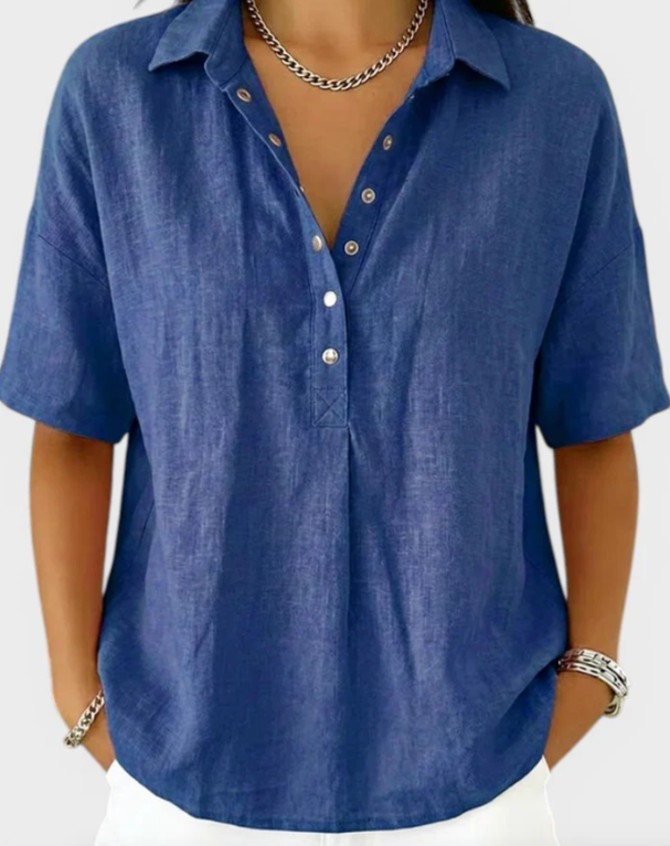 MANUELA™  Blusa con cuello y botones elegantes