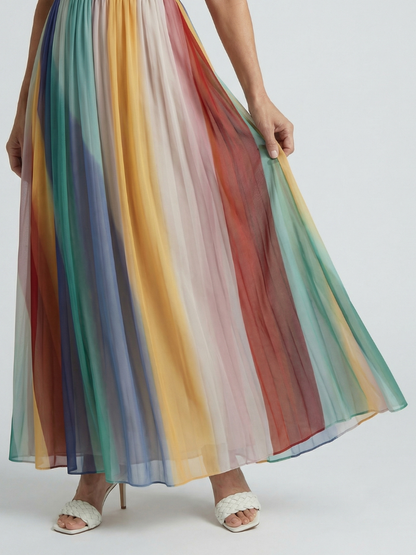 SHEILA™ Rayas de elegancia: Vestido maxi a rayas