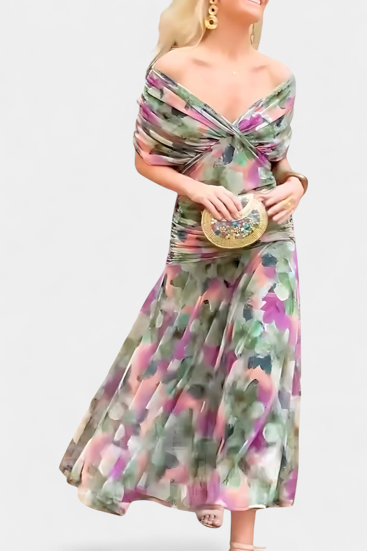 NEREA™  Jardín en Flor Vestido Largo con Escote en V