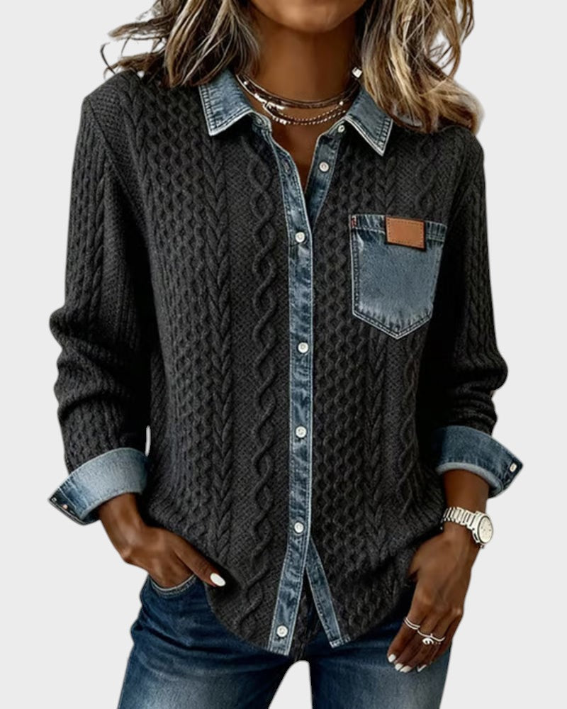 NURIA™ Camisa Denim Chic - Diseño Elegante con Detalles 