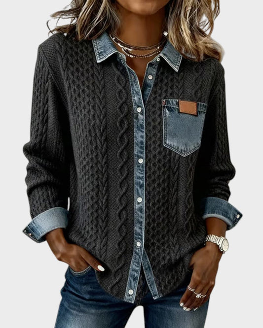 NURIA™ Camisa Denim Chic - Diseño Elegante con Detalles 