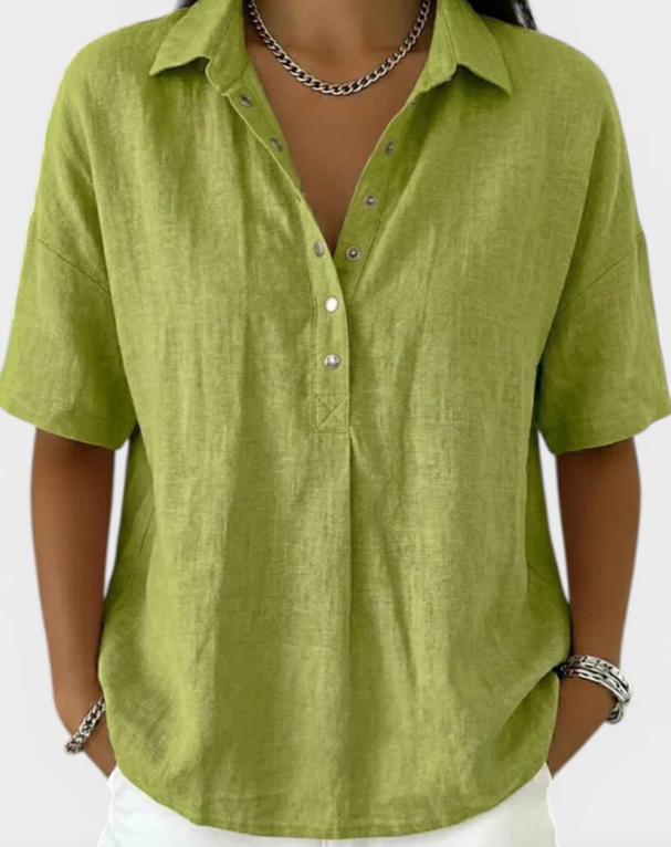 MANUELA™  Blusa con cuello y botones elegantes