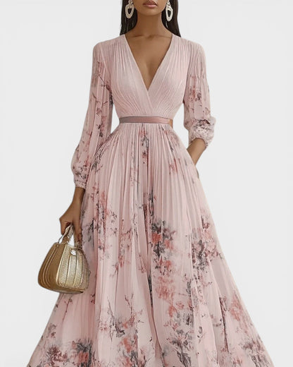 LORENA™ Jardín Encantado: Vestido Plisado Floral para un Look Elegante