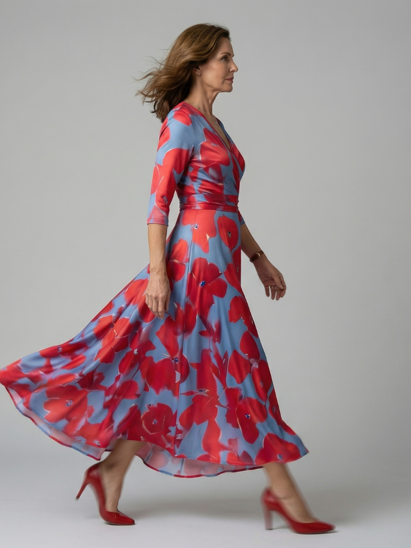EMILIA™ Encanto Cruzado: Vestido Midi para Lucir con Estilo