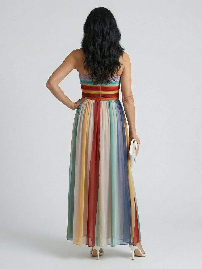 SHEILA™ Rayas de elegancia: Vestido maxi a rayas