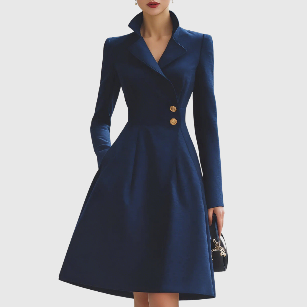 NICOLASA™ Fashionista en Azu | Vestido abrigo azul marino
