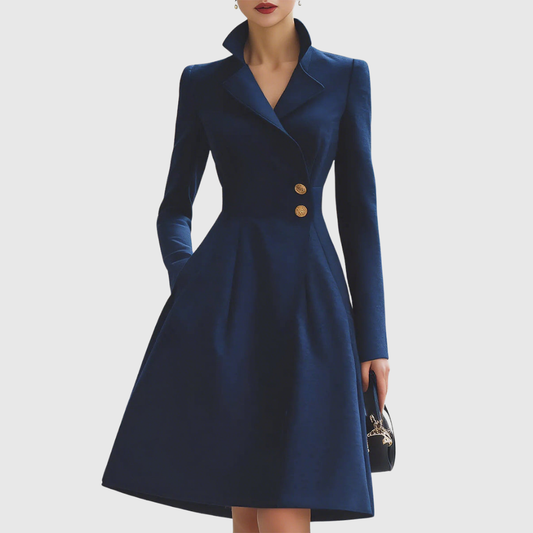 NICOLASA™ Fashionista en Azu | Vestido abrigo azul marino