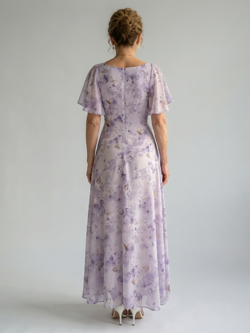 NOELIA™ Olas de Elegancia: Vestido midi con mangas onduladas
