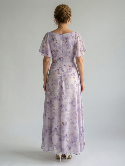 NOELIA™ Olas de Elegancia: Vestido midi con mangas onduladas