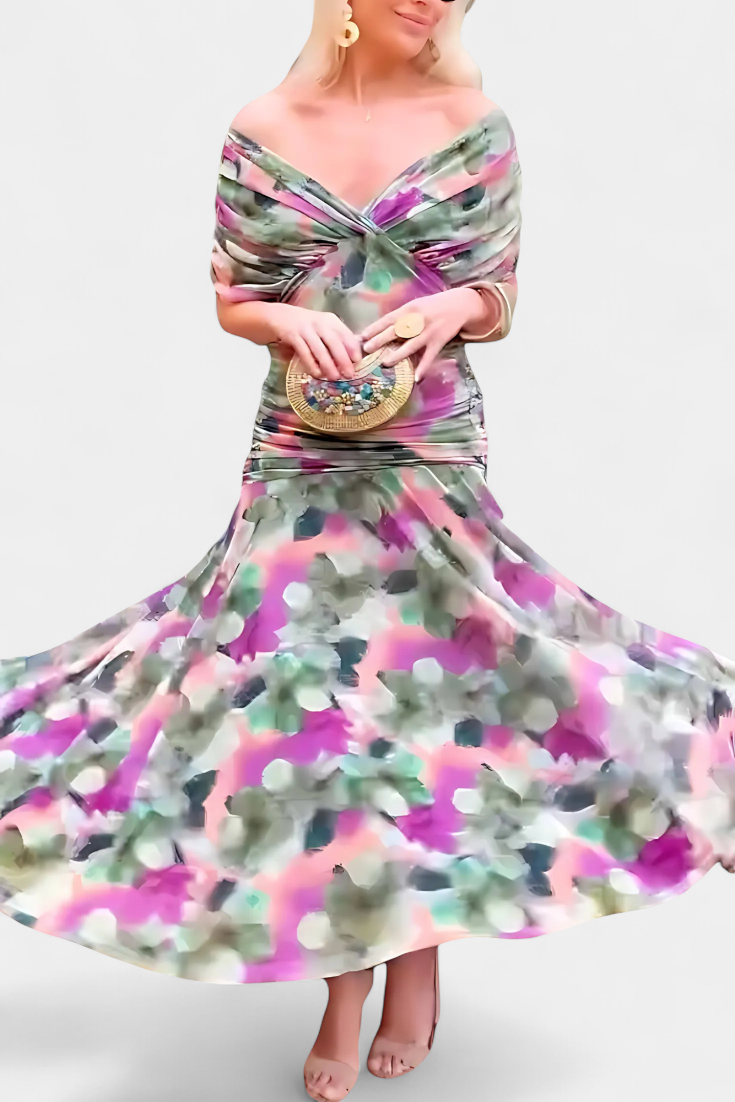NEREA™  Jardín en Flor Vestido Largo con Escote en V