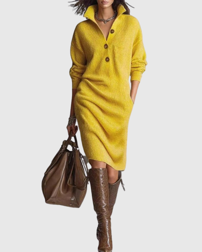 MIRANDA™ Elegancia sin límites: Vestido midi de punto para brillar