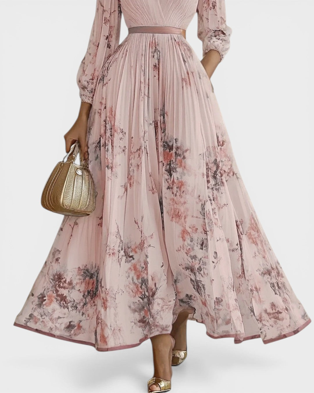 LORENA™ Jardín Encantado: Vestido Plisado Floral para un Look Elegante