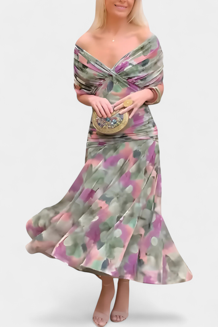 NEREA™  Jardín en Flor Vestido Largo con Escote en V