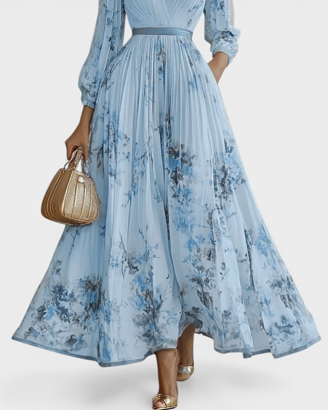 LORENA™ Jardín Encantado: Vestido Plisado Floral para un Look Elegante