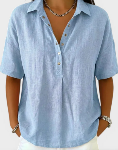 MANUELA™  Blusa con cuello y botones elegantes
