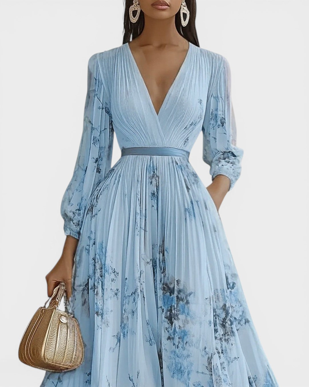 LORENA™ Jardín Encantado: Vestido Plisado Floral para un Look Elegante