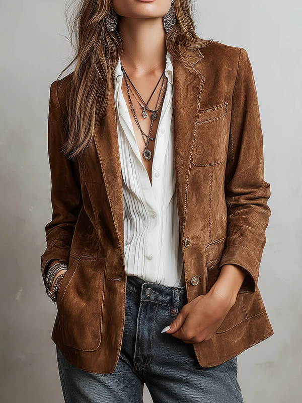 Rachel | Americana de Efecto Ante Abotonada