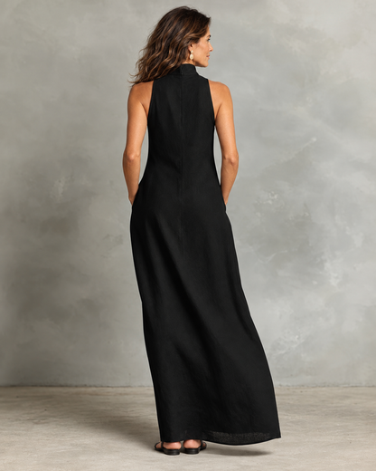 ALBA™ | Vestido Largo Holgado sin Mangas con Cuello Alto