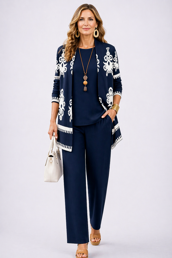Casey Conjunto de Tres Piezas de Elegancia Clásica