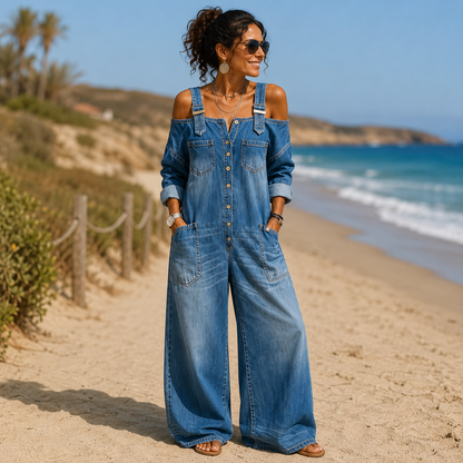 SILVIA™ Mono denim con tirantes para un look casual