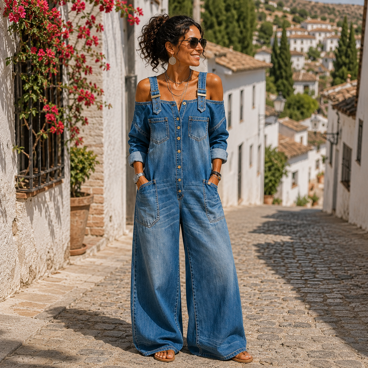 SILVIA™ Mono denim con tirantes para un look casual