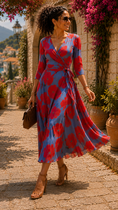 EMILIA™ Pasión en Flor | Vestido Maxi Cruzado
