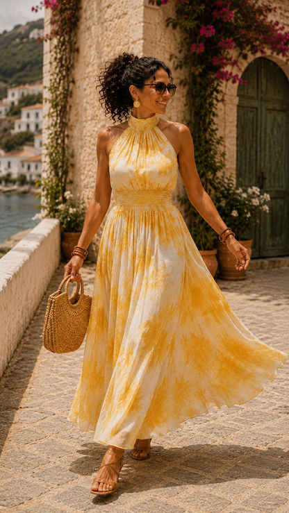 NOELIA™ Luz de Verano | Vestido Maxi Halter