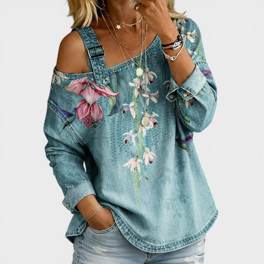 Clara™ | Top vaquero de hombros descubiertos