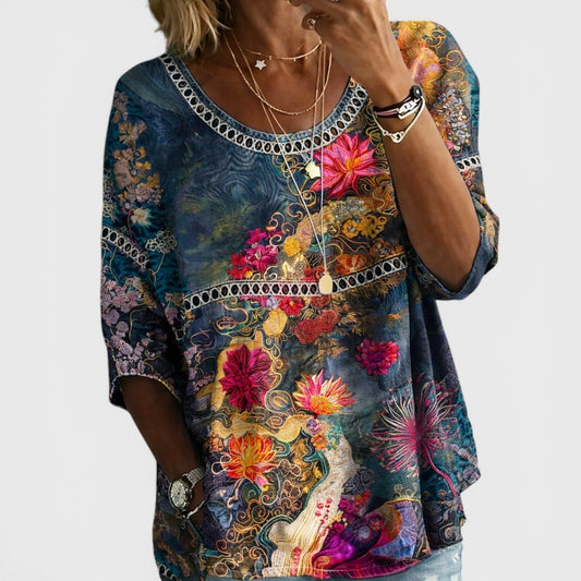 IRINA™ Camisa de Flores Retro | Estilo Vintage Vaquero
