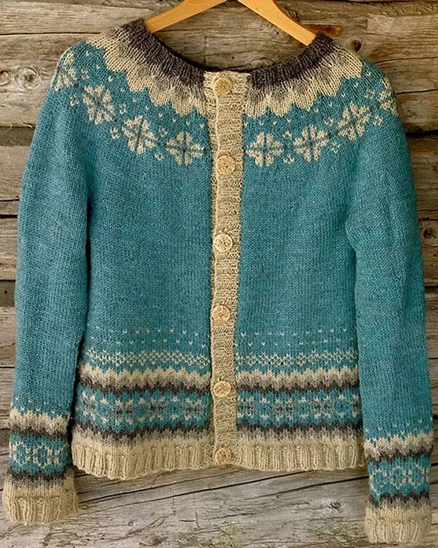 MILENA™  CÁRDIGAN VINTAGE DE PUNTO ISLANDÉS