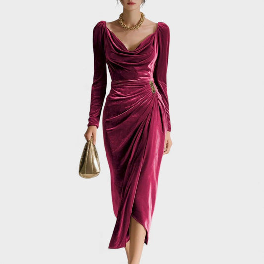 MILAN™ Elegante Vestido de Terciopelo Plisado ¡Destaca tu estilo!