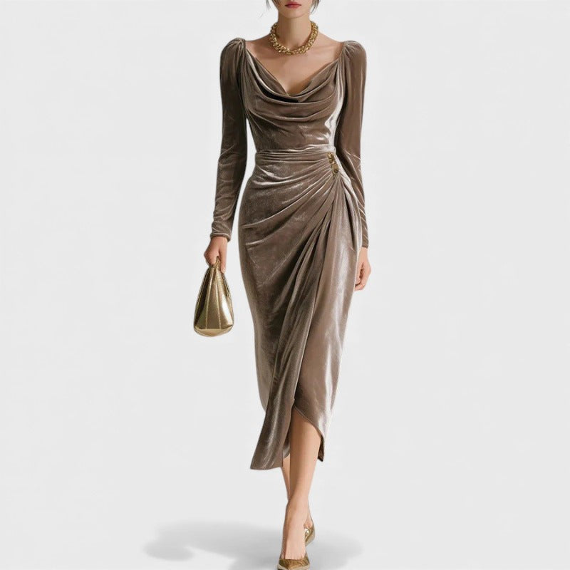MILAN™ Elegante Vestido de Terciopelo Plisado ¡Destaca tu estilo!