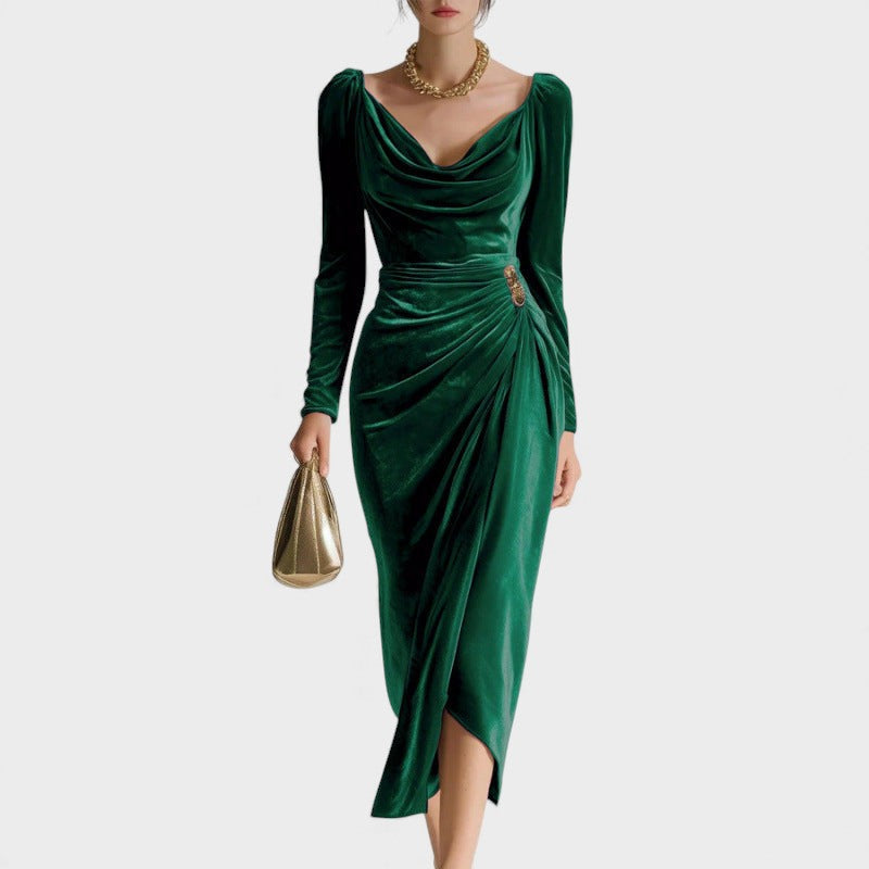 MILAN™ Elegante Vestido de Terciopelo Plisado ¡Destaca tu estilo!