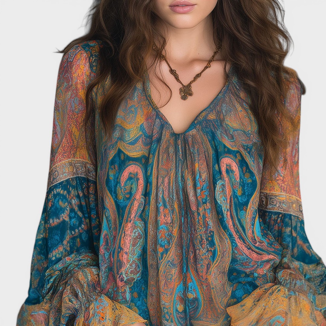 CAROL™ Blusa Bohemia de Chiffon: Elegancia sin límites